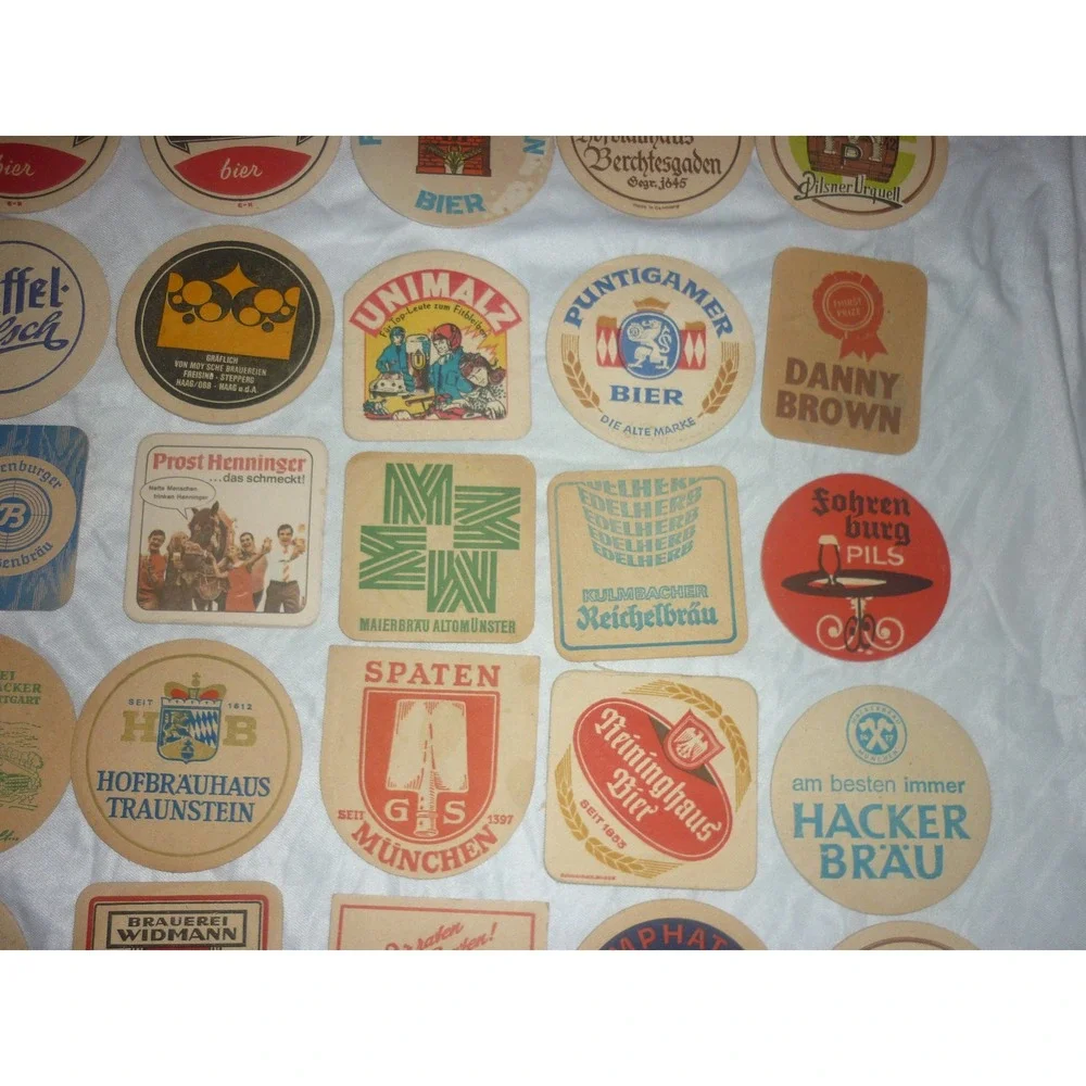 Vintage German Beer Coaster Lot 25pc Heineken Hofbrauhaus Spaten Bar